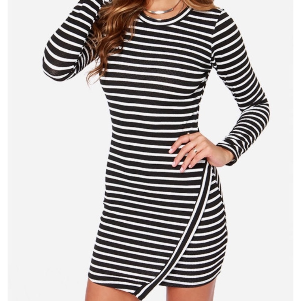 Long sleeve striped bodycon Dress